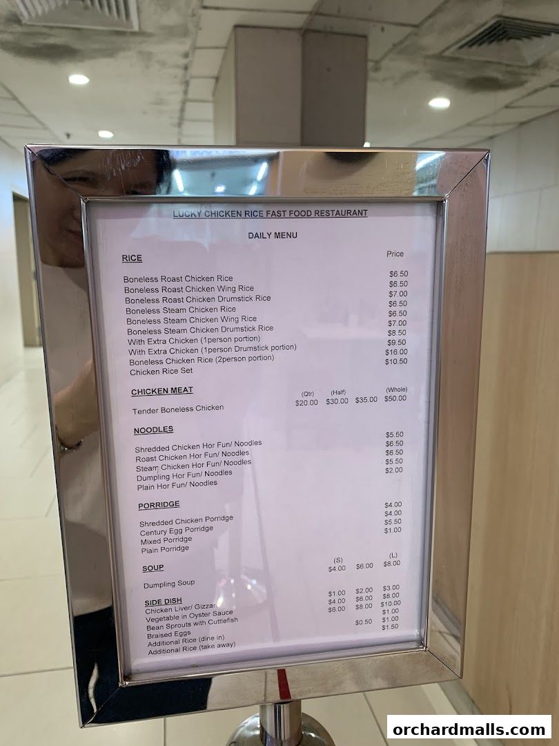 Menu page for Lucky Chicken Rice