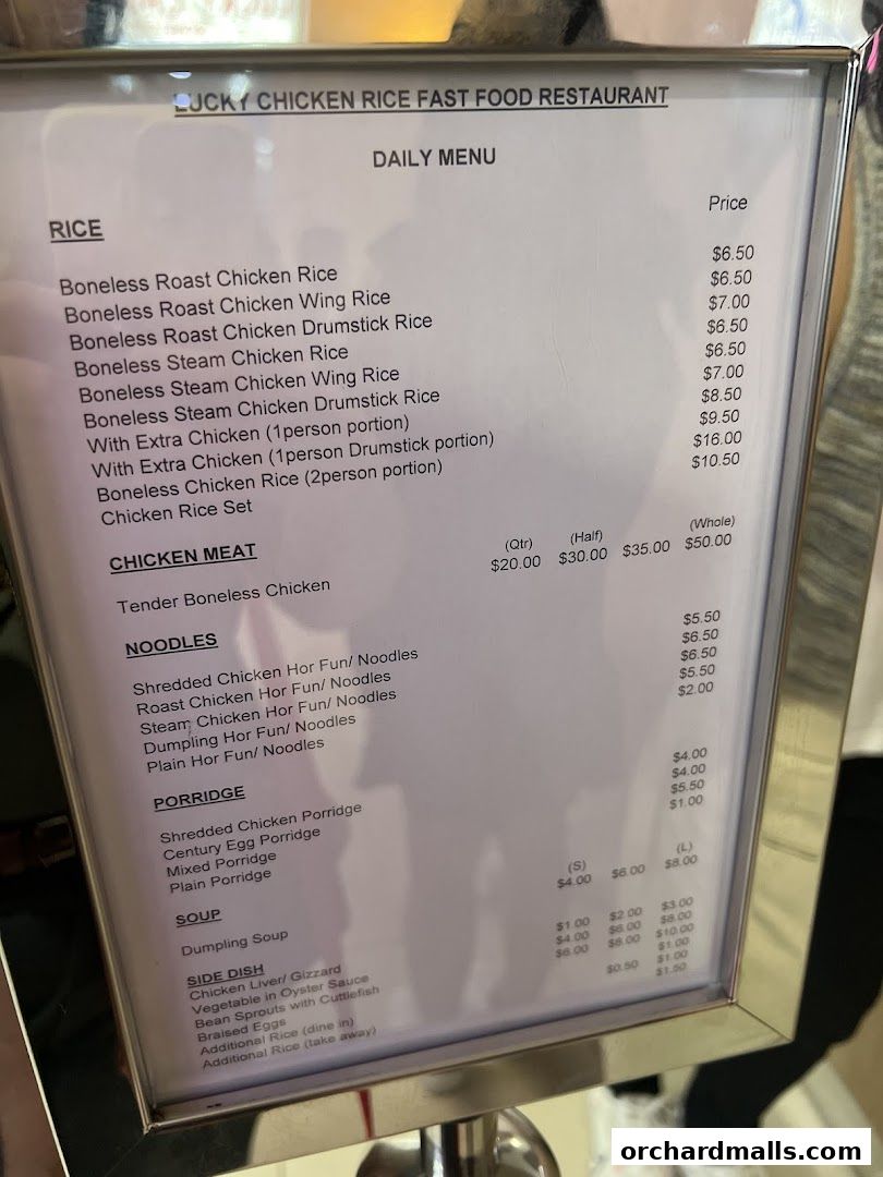 Menu page for Lucky Chicken Rice