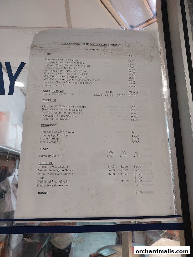 Menu page for Lucky Chicken Rice
