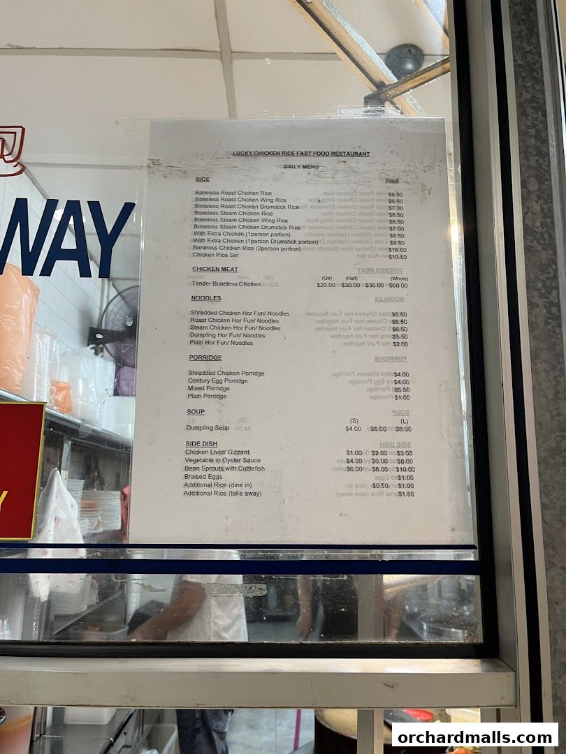 Menu page for Lucky Chicken Rice