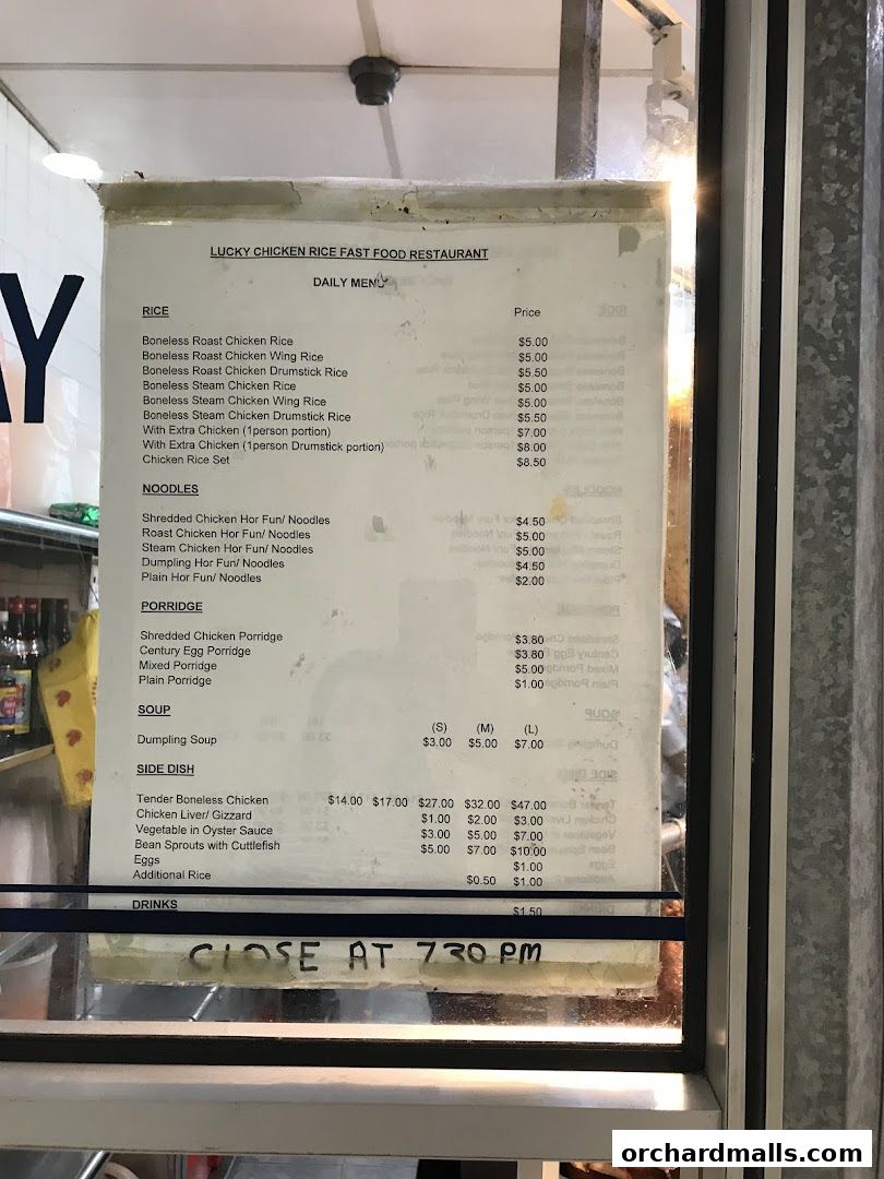 Menu page for Lucky Chicken Rice