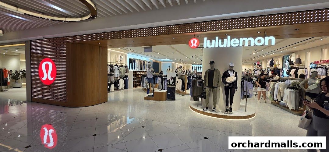 Interior view of a Lululemon store showcasing athletic apparel and mannequins.