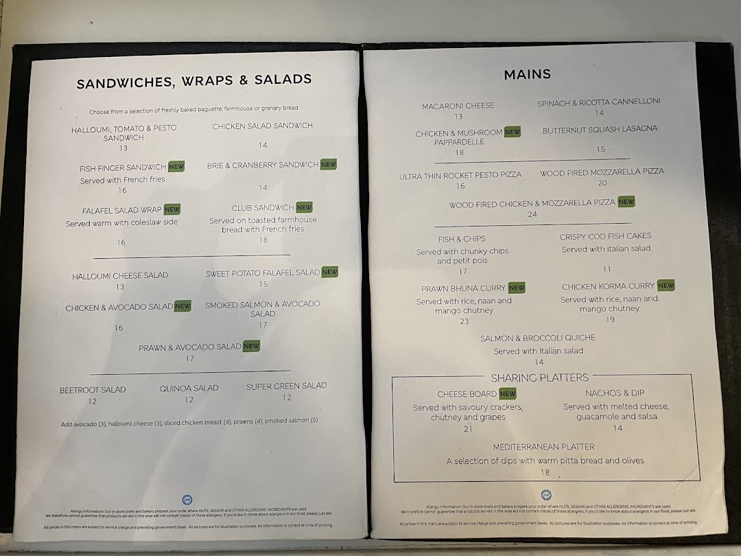 Menu page for MS Café