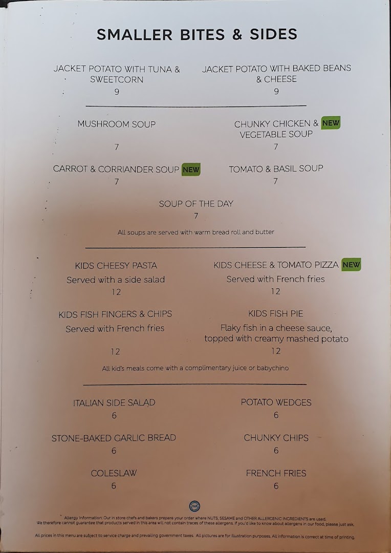 Menu page for MS Café