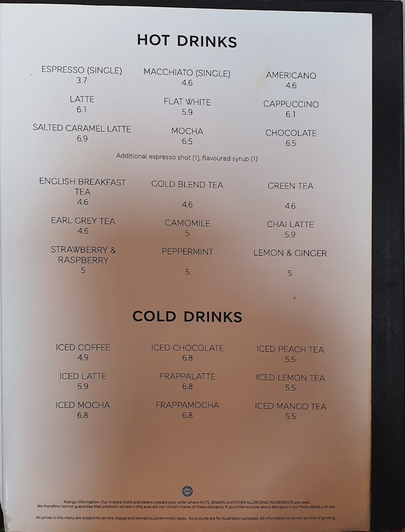 Menu page for MS Café