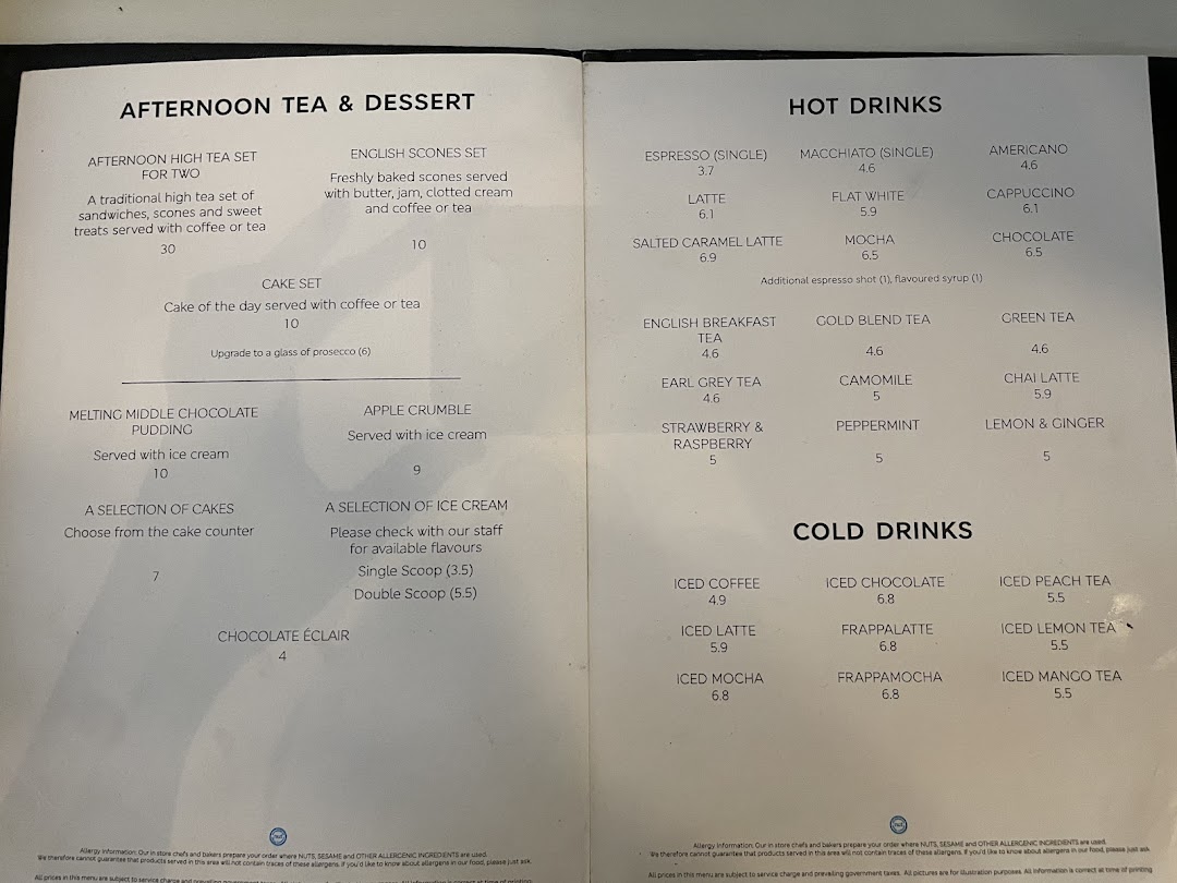 Menu page for MS Café