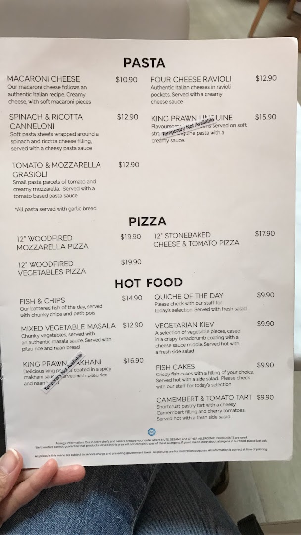 Menu page for MS Café