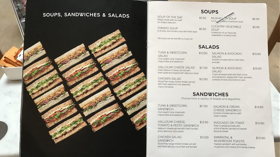 Menu page for MS Café