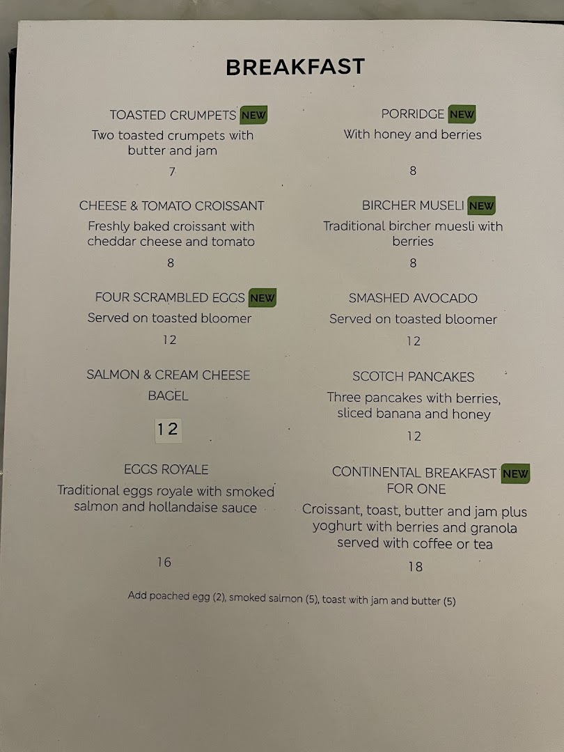 Menu page for MS Café