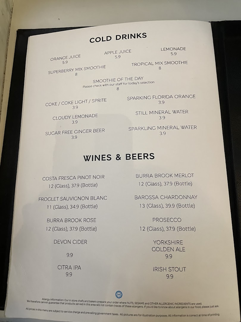 Menu page for MS Café