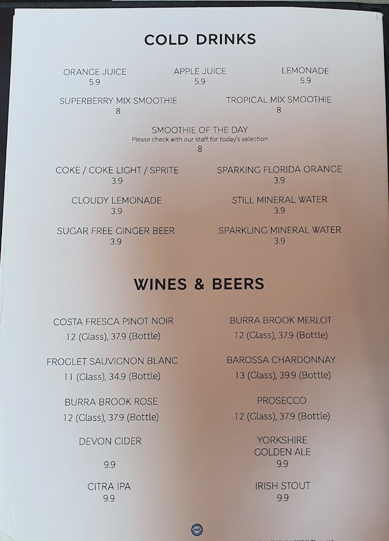 Menu page for MS Café