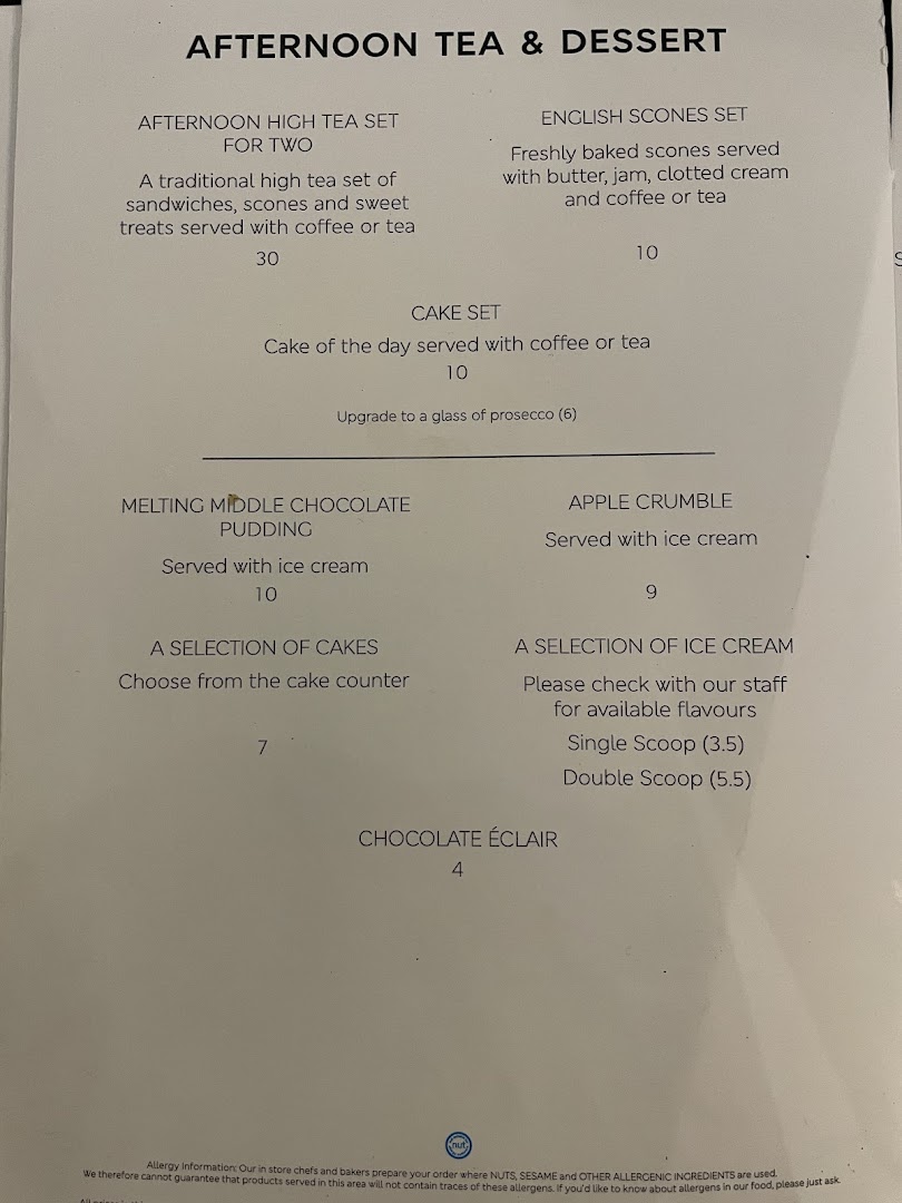 Menu page for MS Café