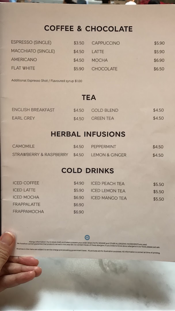 Menu page for MS Café