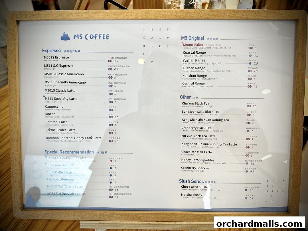 Menu page for M5 Coffee Singapore