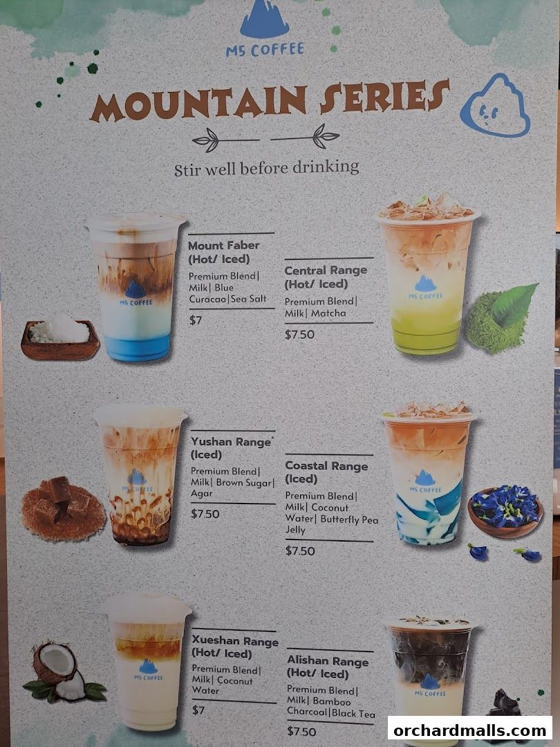 Menu page for M5 Coffee Singapore
