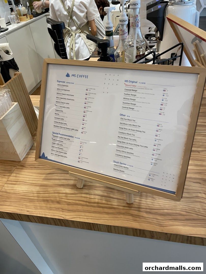 Menu page for M5 Coffee Singapore