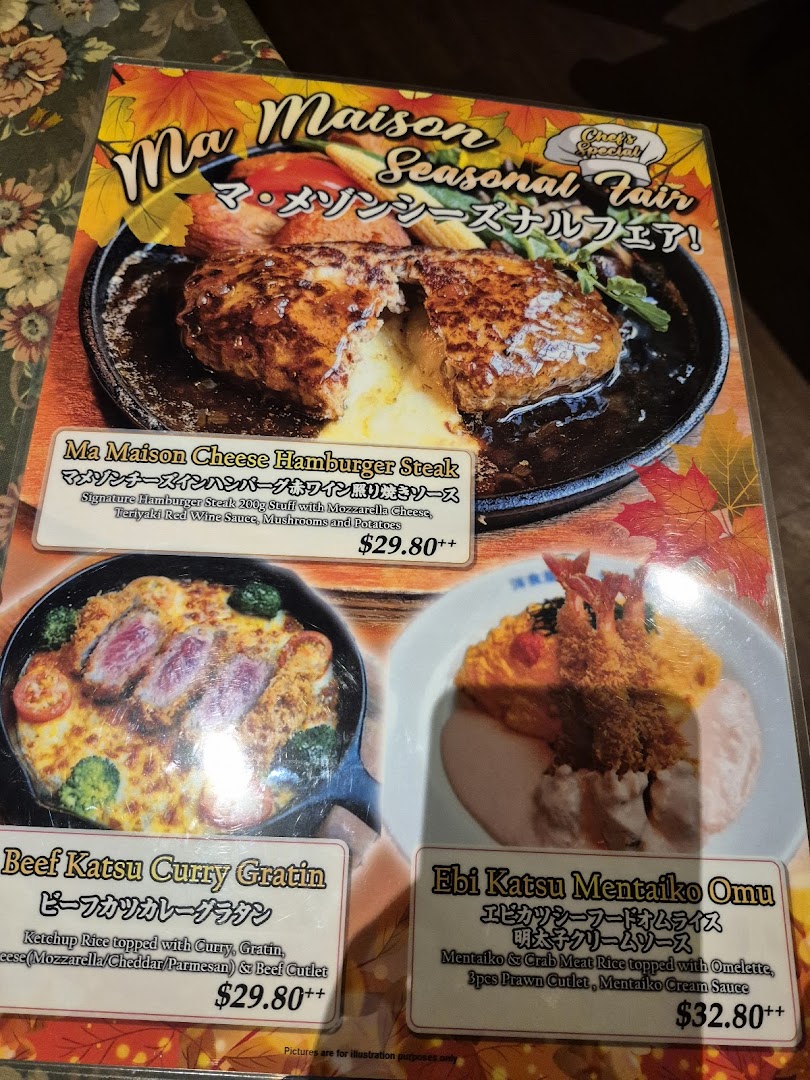 Menu page for Ma Maison