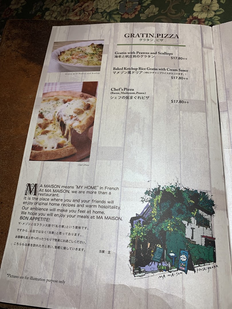 Menu page for Ma Maison