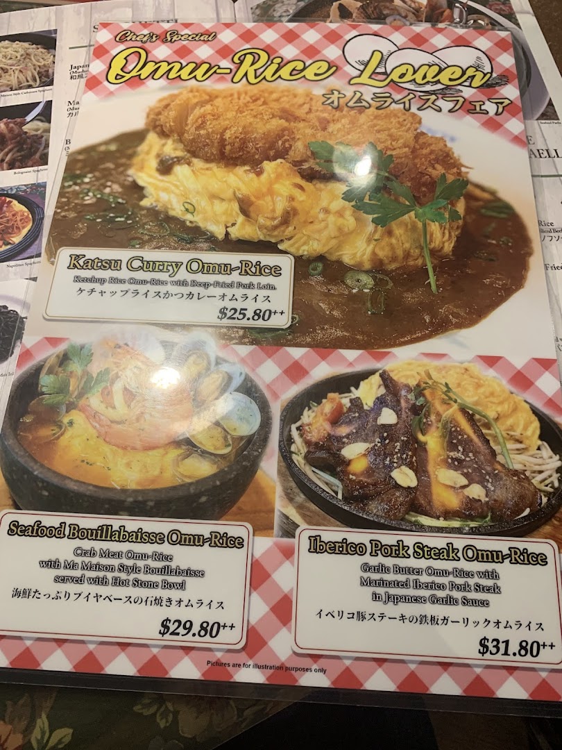 Menu page for Ma Maison