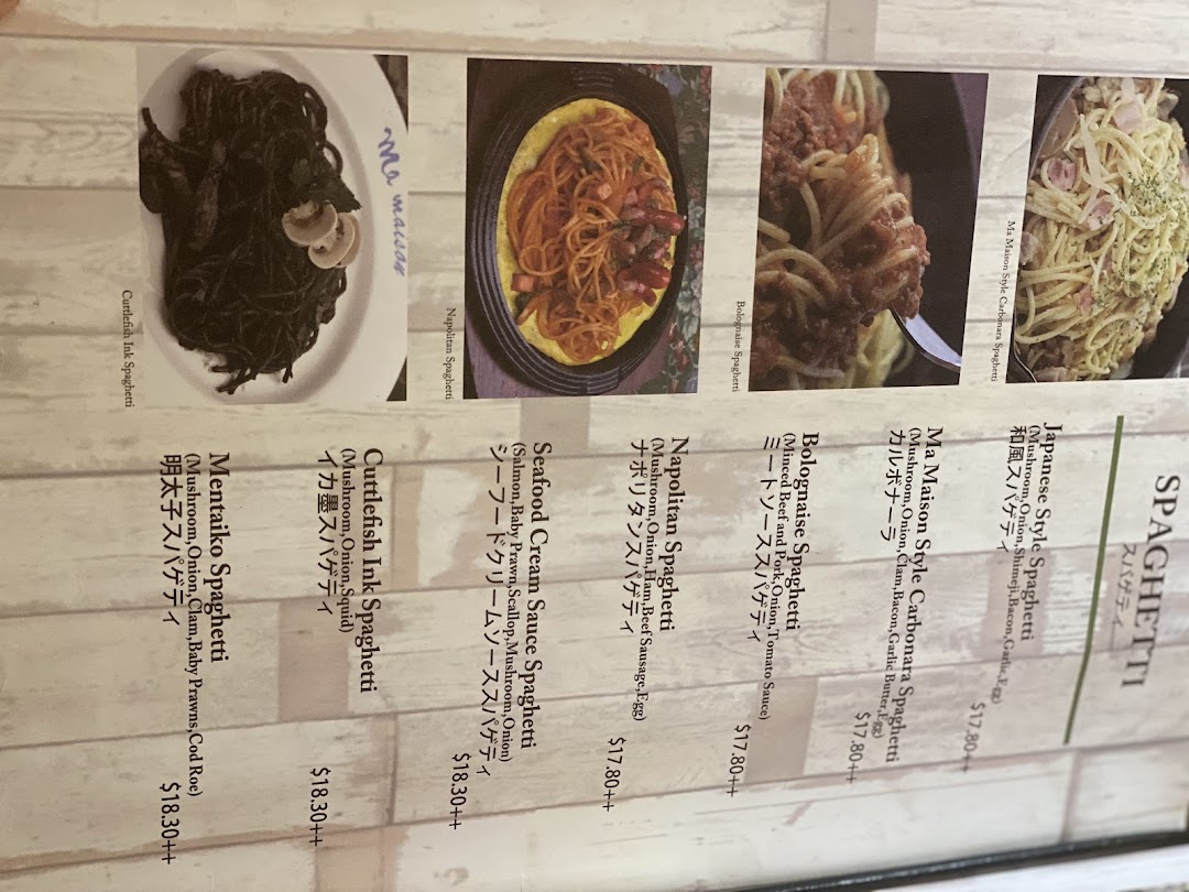 Menu page for Ma Maison