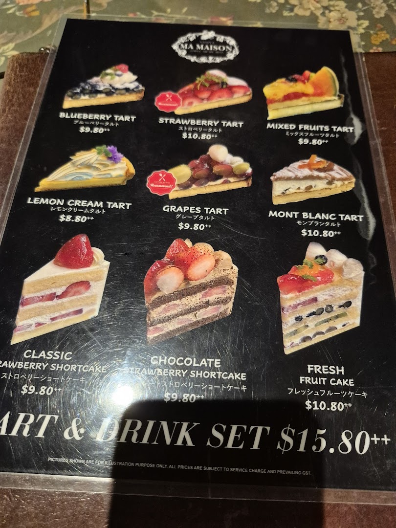 Menu page for Ma Maison