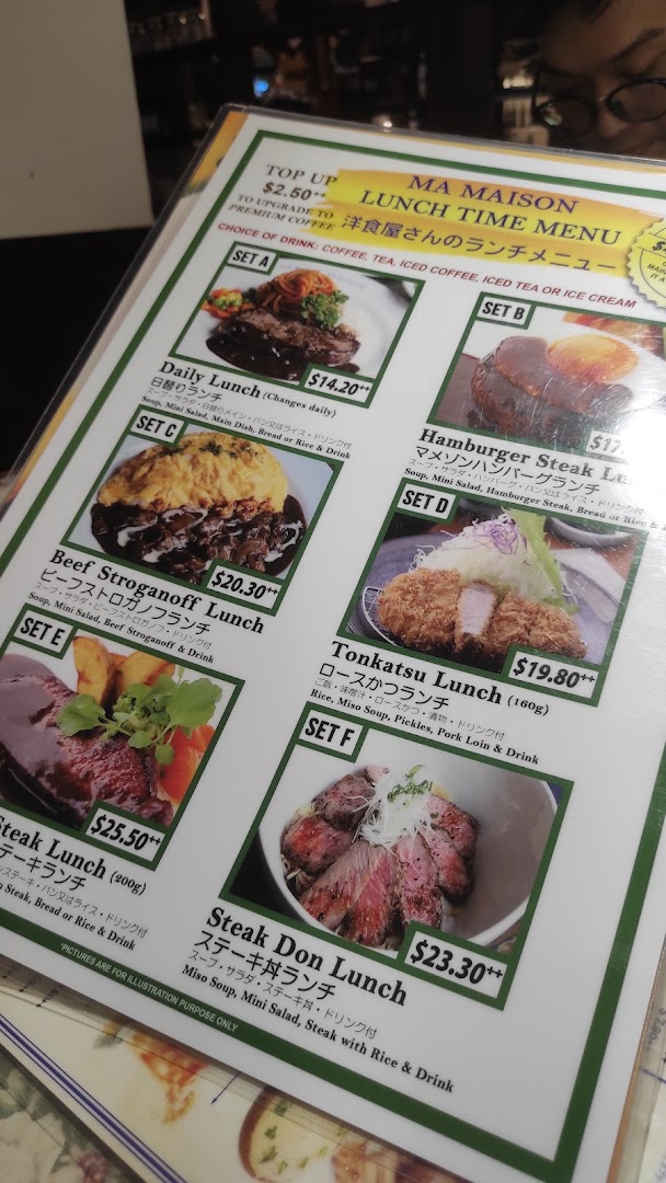 Menu page for Ma Maison