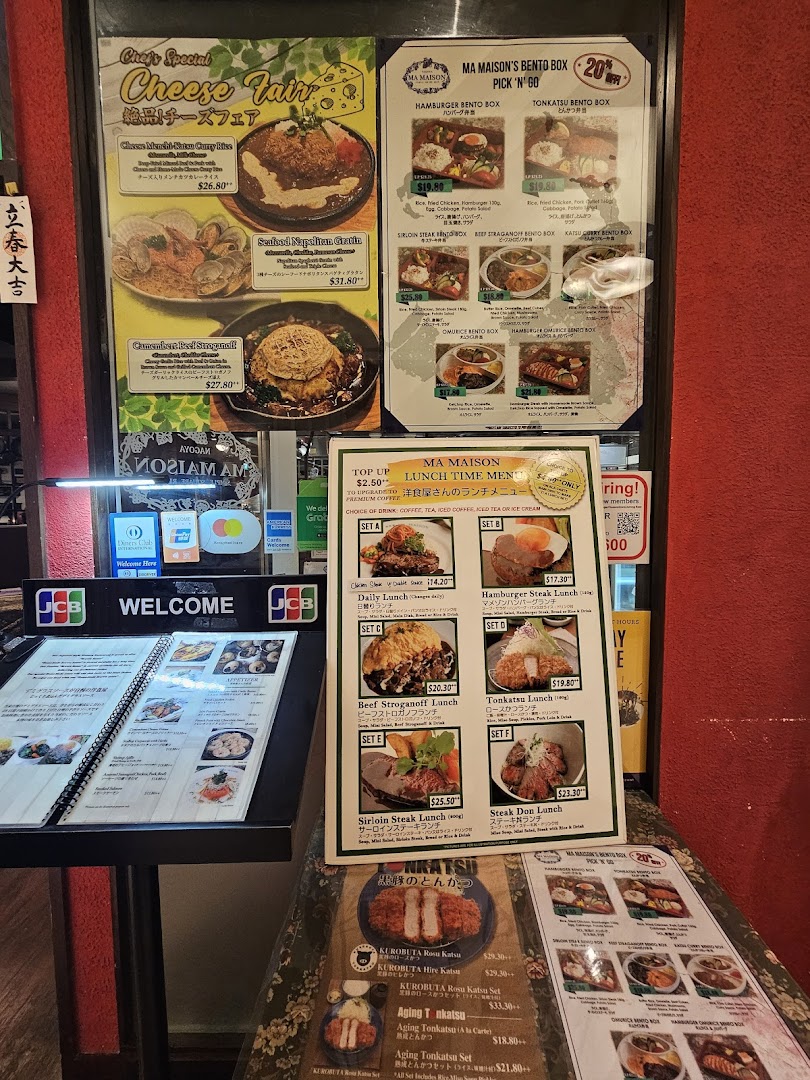 Menu page for Ma Maison