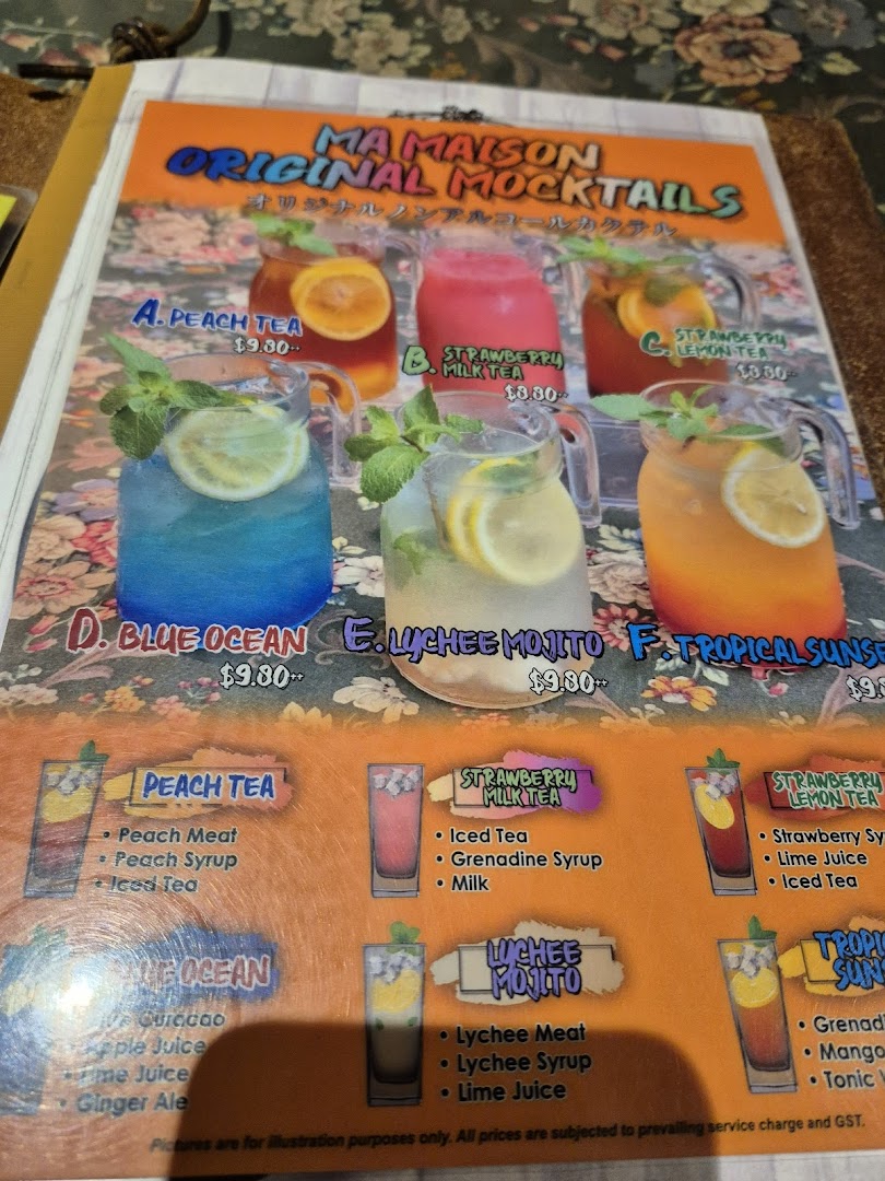 Menu page for Ma Maison