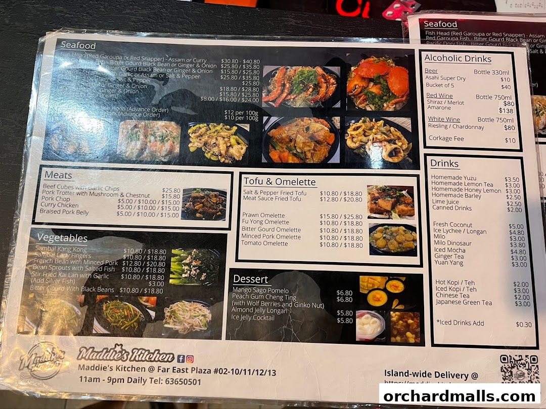 Menu page for Maddies Kitchen