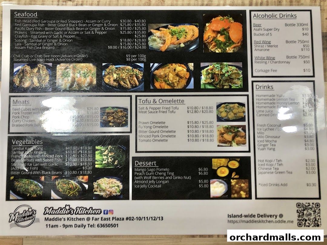 Menu page for Maddies Kitchen