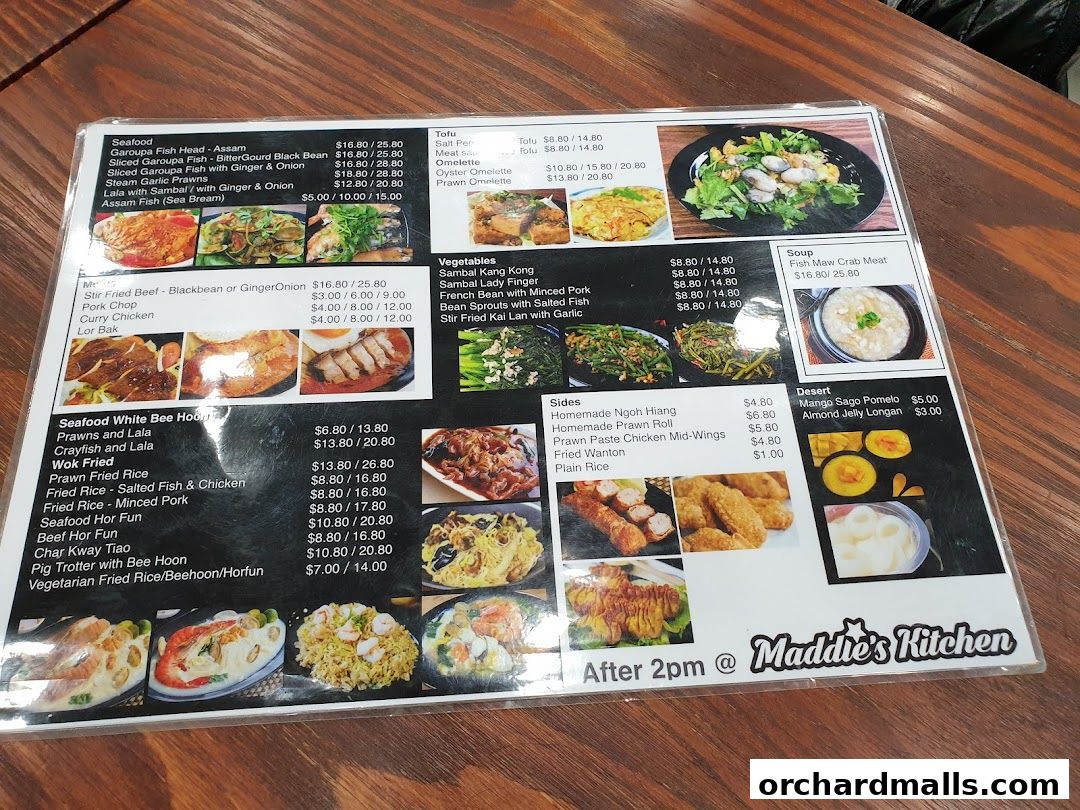 Menu page for Maddies Kitchen