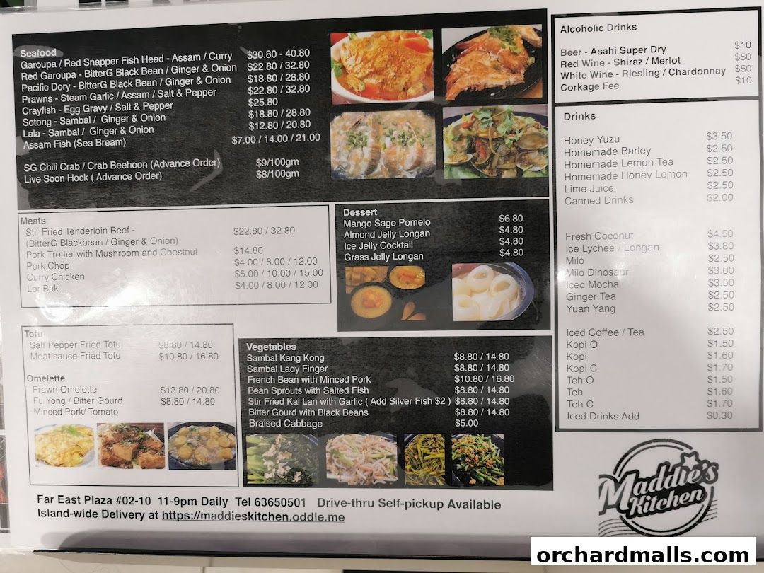 Menu page for Maddies Kitchen