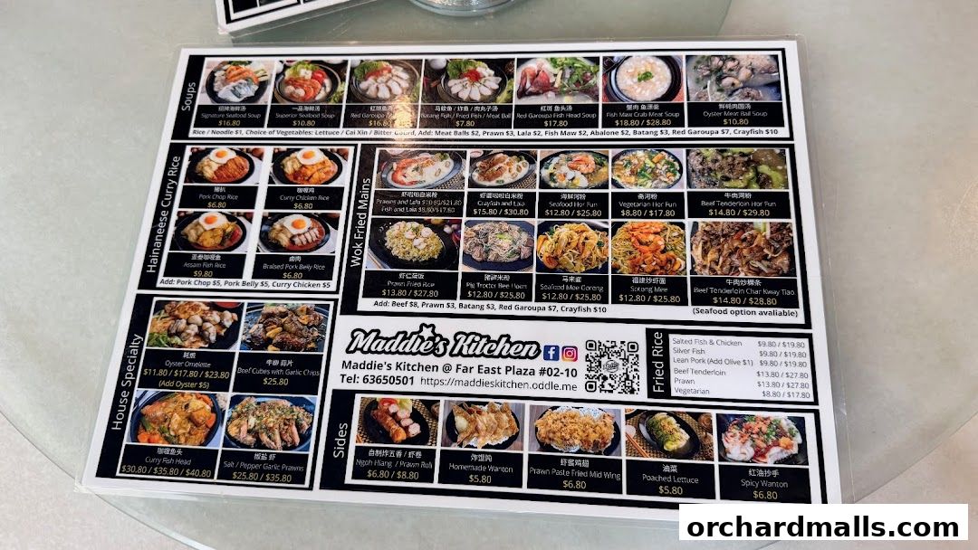 Menu page for Maddies Kitchen