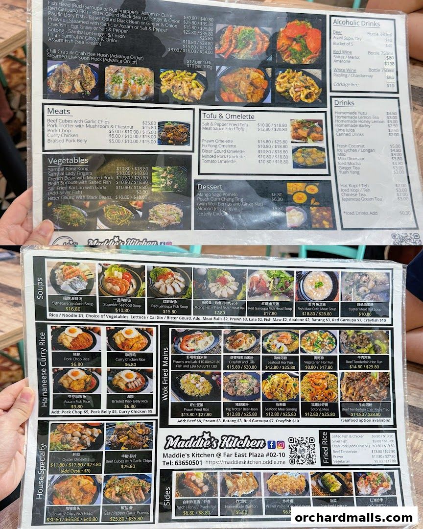 Menu page for Maddies Kitchen