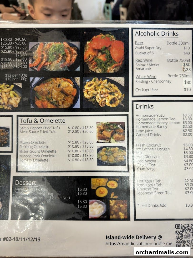 Menu page for Maddies Kitchen