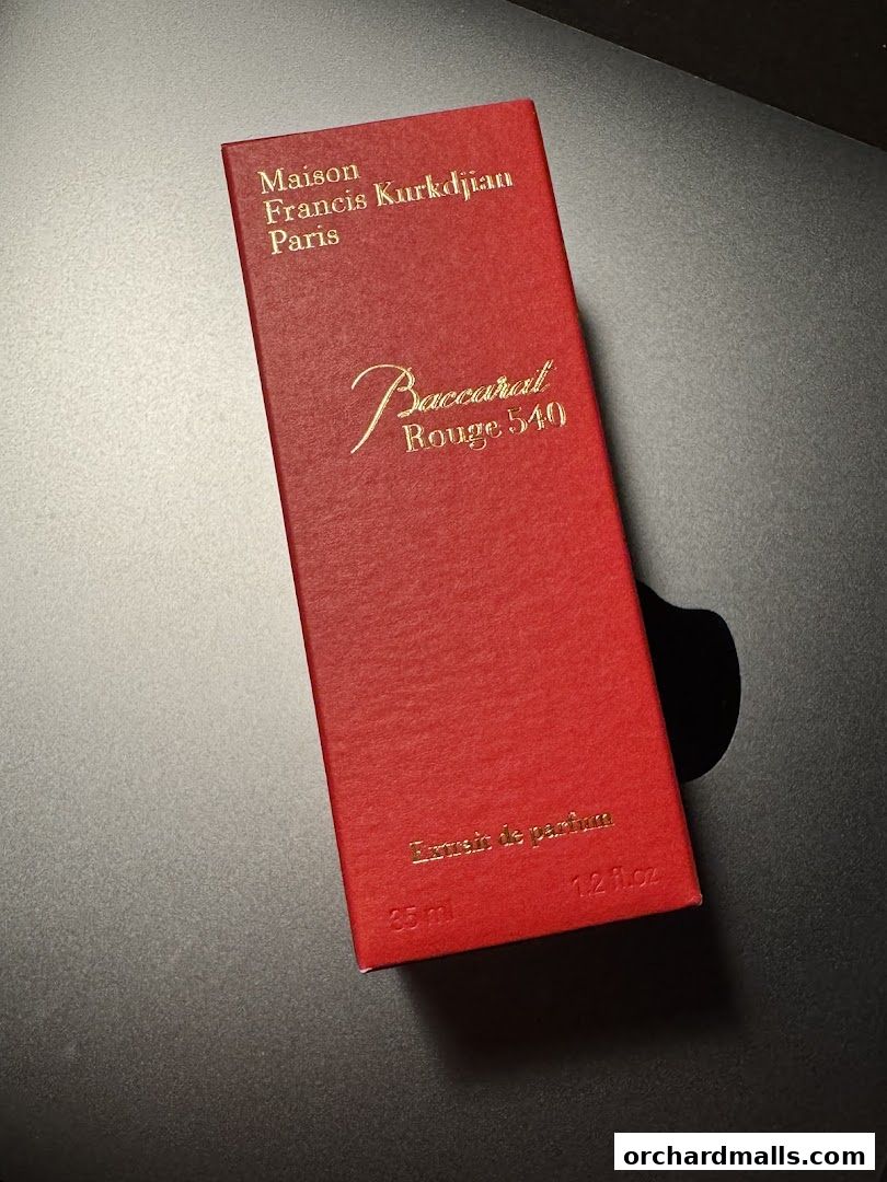 A red box of Maison Francis Kurkdjian Baccarat Rouge 540 perfume.