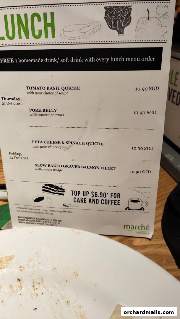 Menu page for Marché 313somerset