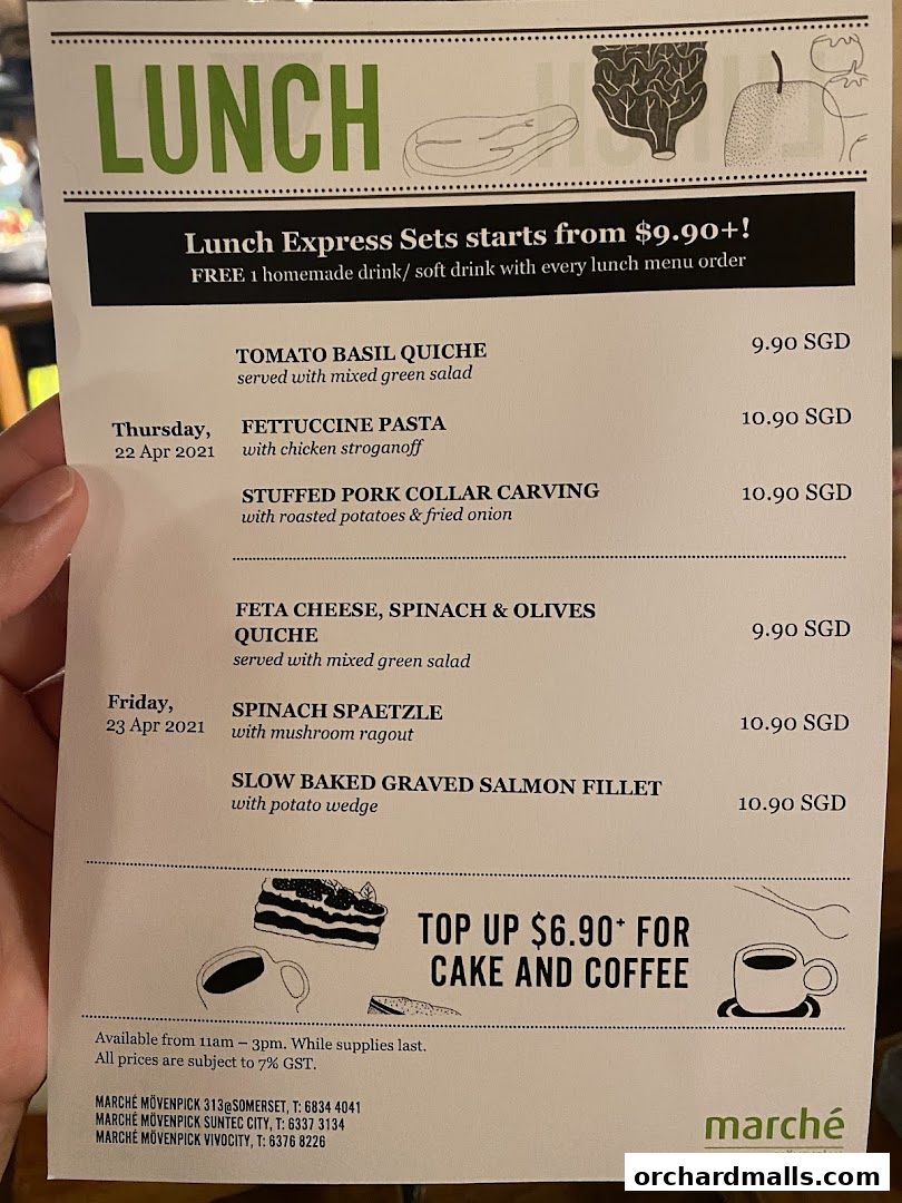 Menu page for Marché 313somerset