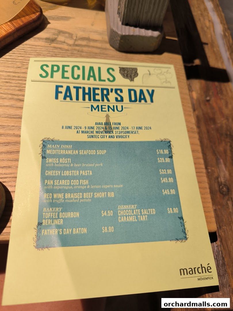 Menu page for Marché 313somerset