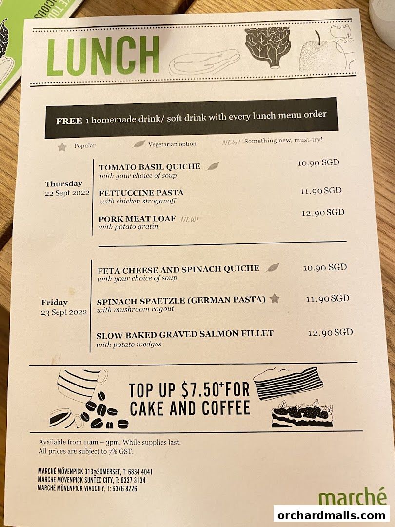 Menu page for Marché 313somerset