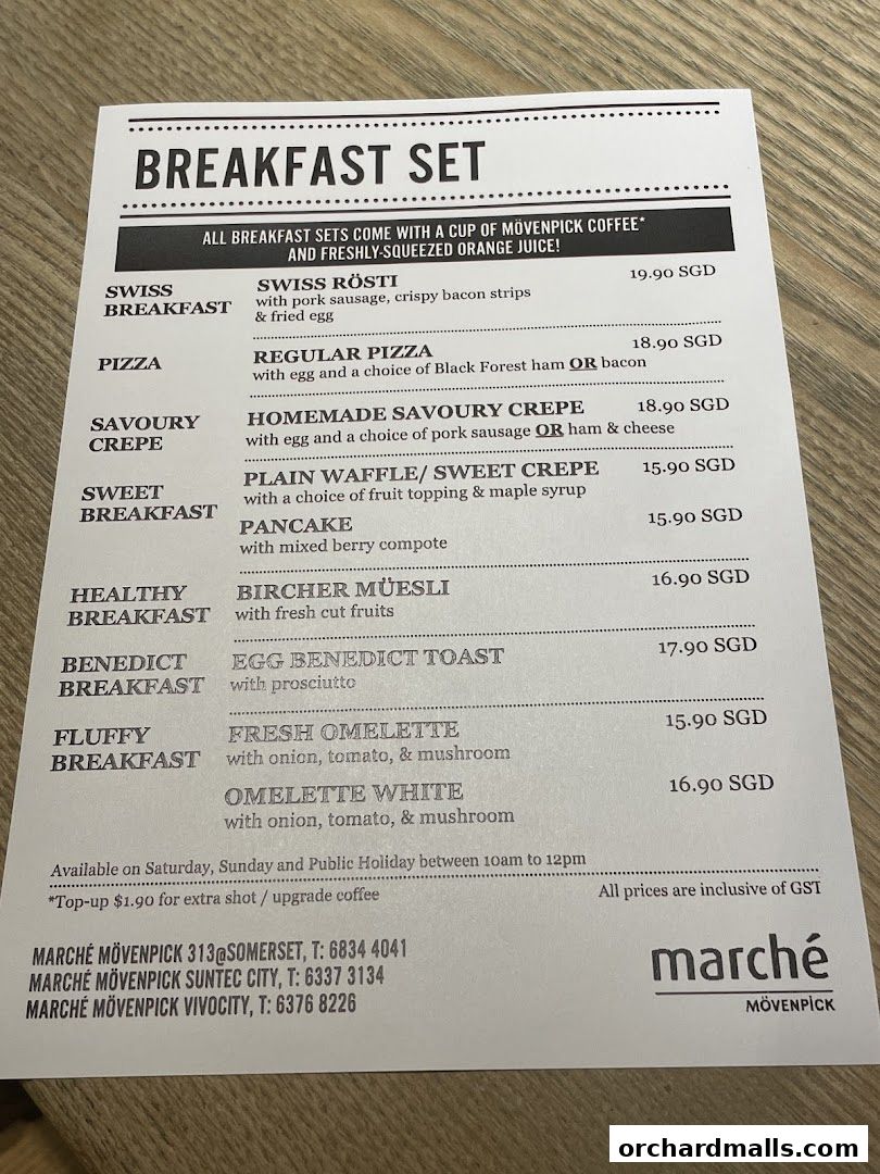 Menu page for Marché 313somerset