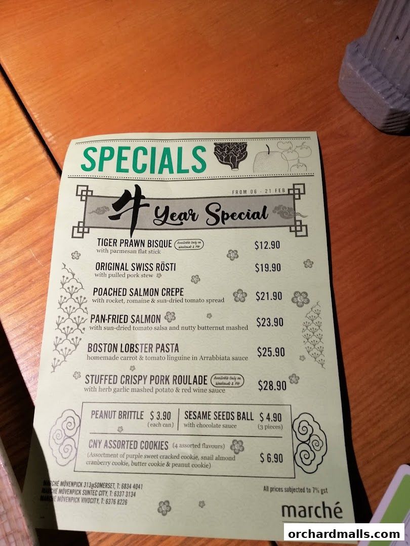 Menu page for Marché 313somerset