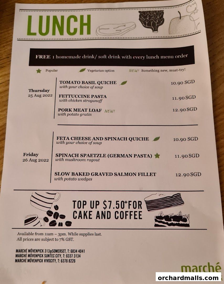 Menu page for Marché 313somerset