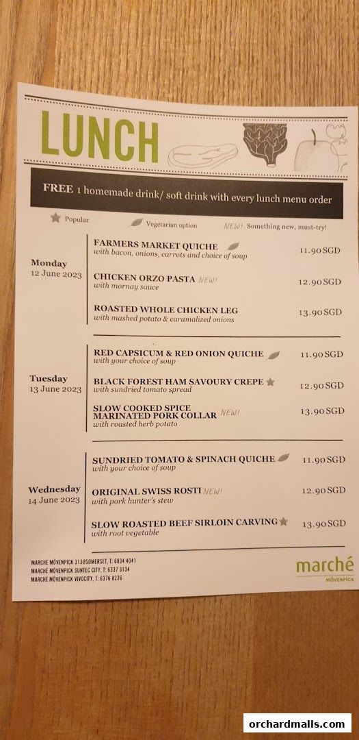 Menu page for Marché 313somerset