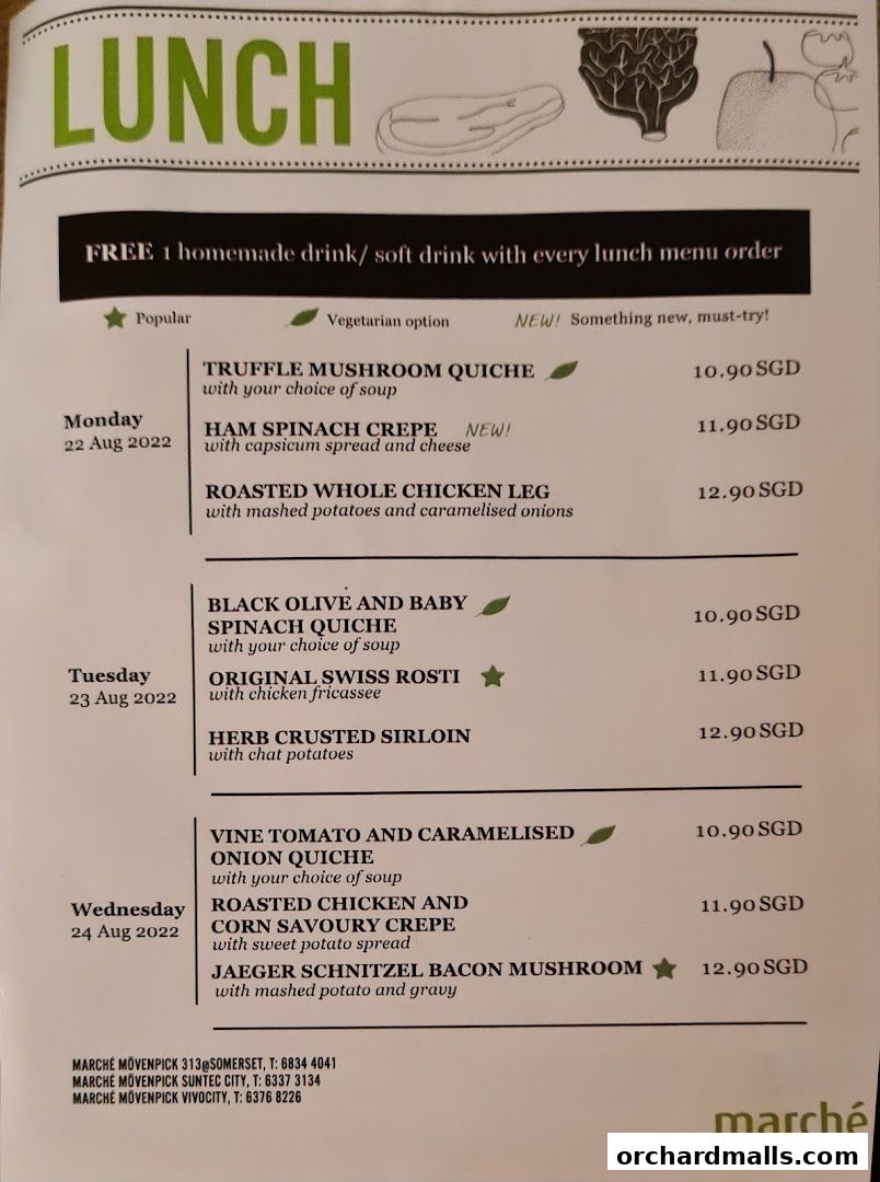 Menu page for Marché 313somerset