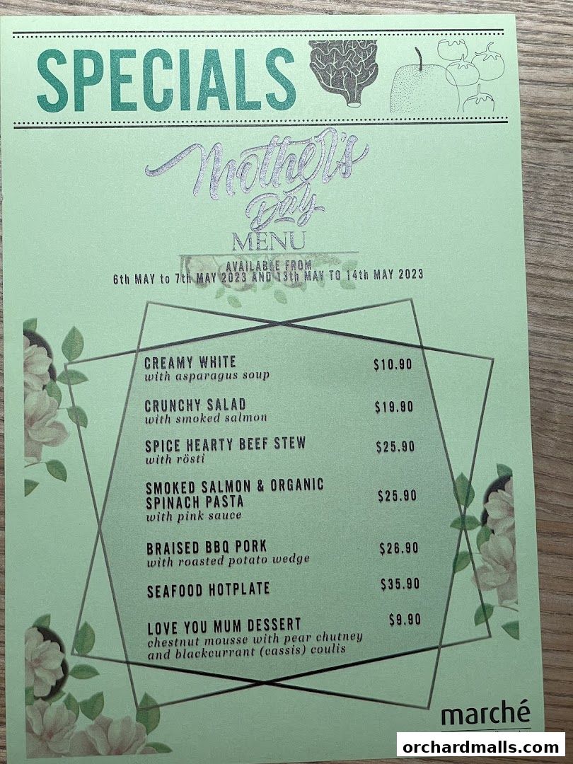 Menu page for Marché 313somerset