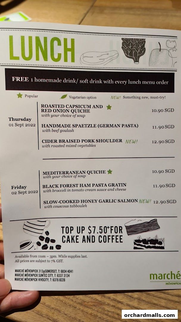 Menu page for Marché 313somerset