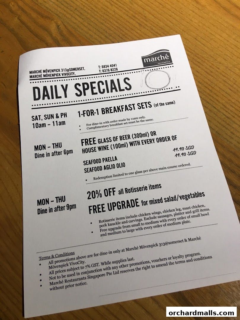 Menu page for Marché 313somerset