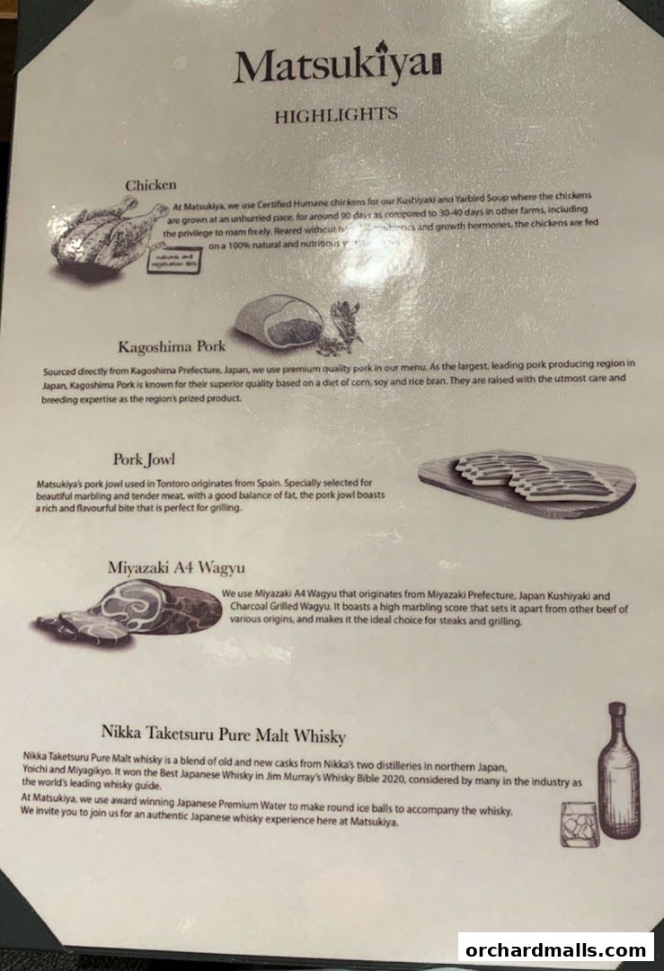 Menu page for Matsukiya