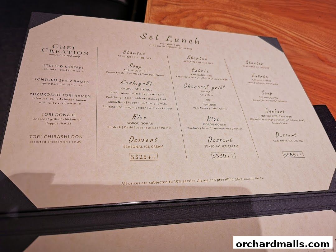 Menu page for Matsukiya